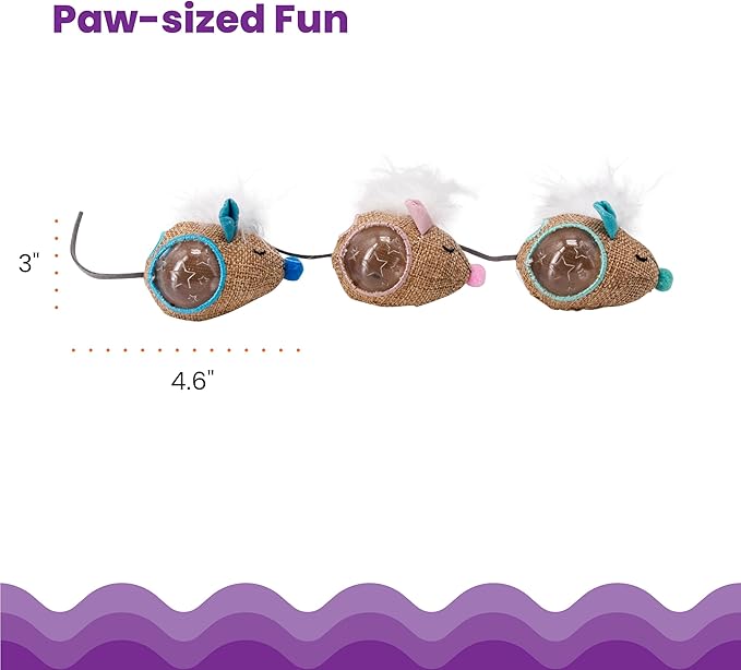 Catstages Mousin' Around Hide 'N Treat Cat Toy, 3 Pack Treat-Dispenser Toys, Multicolored