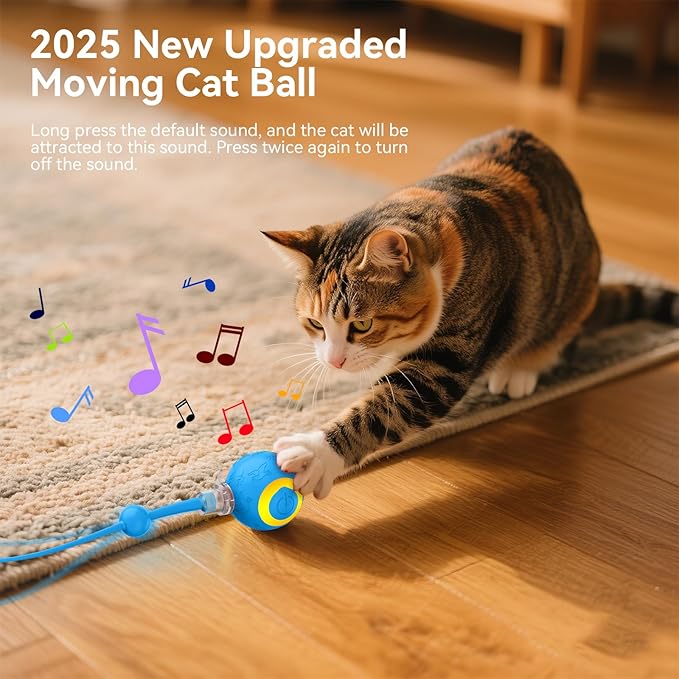 Interactive Cat Toys Ball for Indoor Cats,Automatic Kitten Toys for Bored Indoor Adult Cats,Motion Activated,USB Rechargeable (Blue)