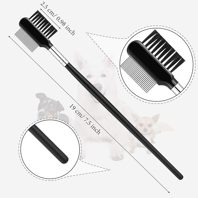 Mudder 6 Pieces Dog Grooming Comb - Double-Sided, Multipurpose Tool for Removing Tear Stains, Crust, Mucus, and Fleas from Small Pets Like Cats and Puppies