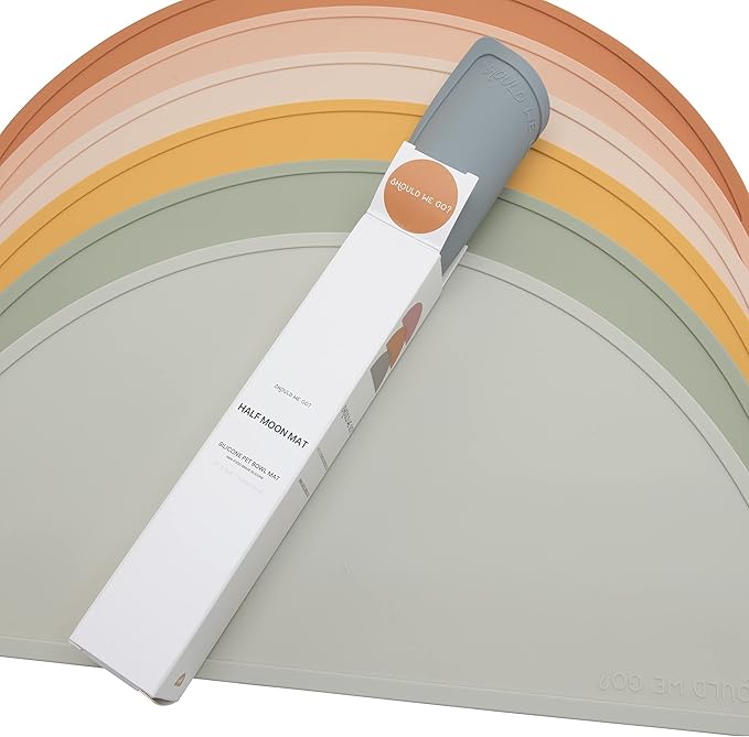 Waterproof Silicone Pet Food Mat - Non-Slip, Spill-Proof Feeding Mats for Floors, Raised Edge Design, Easy-to-Clean Rubber Mat for Dog & Cat Bowls, 21" Across x 10.5" Deep, Medium-Honey