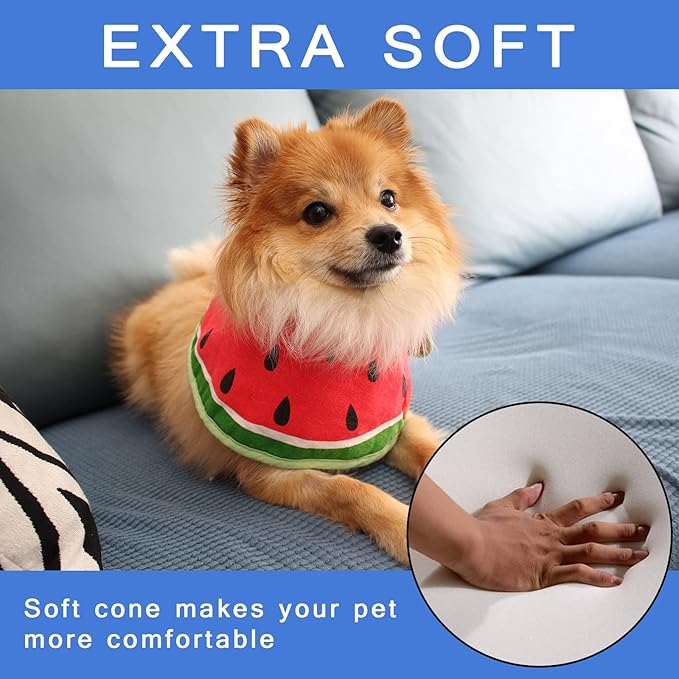 Soft Dog Cone, Lightweight Elizabethan Collar for Dogs, Adjustable Soft Cones for Dogs/Cats to Stop Licking After Surgery, Cute Watermelon Cone of Shame Alternatives for Pets (X-Large)