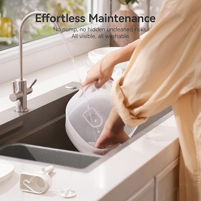 Cheerble Pumpless Cat Water Fountain, 2L/67oz Automatic Pet Fountain, Elfin E1 Lite Cat Fountain for Drinking, MagDrive™ Technology, Continuous Flow Mode, BPA-Free (White, E1 Lite)