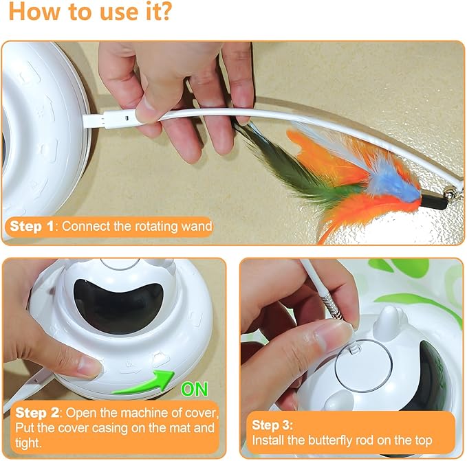 AO LI GEI Interactive Cat Toys Hide and Seek,3 in 1 Cats Rechargeable Interactive Kitten Toy with Remote Control, Automatic Fluttering Butterfly, Moving Ambush Feather,Kitten Indoor Cat Exercise Toy