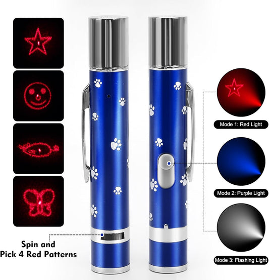 EAWONGEE Cat Toys, Interactive Toy for Cats with 7 Light Projection Modes, Interactive Kitty and Pet Dog Toy for Training Chaser, 2 Pieces Blue