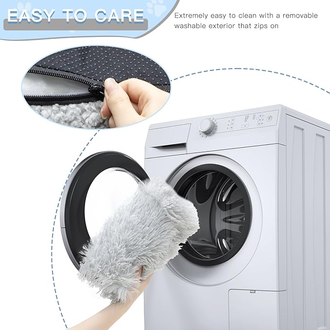 Cat Couch Bed for Indoor Cats, Calming Pet Sofa Puppy Sleeping Bed with Removable Washable Cover, Cute Dog Couch and Kitty Lounge Chair for 18lbs Cat & Small Dog(Plush Gray)