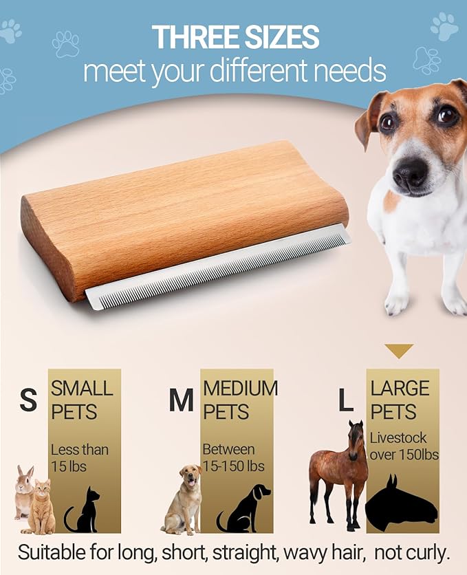 Dog Brush for Shedding | Pet Hair Removal Tool, Cat Grooming Supplies, Deshedding Dog Brush | Combs for cleaning and grooming short and long hair (L (5.3 Inch))