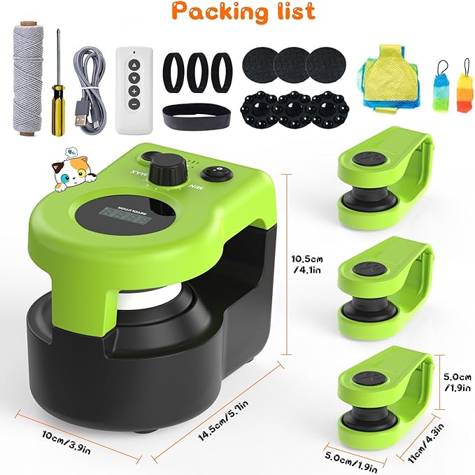 Interactive Cat Toy for Indoor - Automatic Cat Treadmill with Remote Control, 3 Speeds, Quiet Motor & Durable Design | Indoor Chase Hunting Feather Toys for Fitness, Playtime & Energy Release (Green)