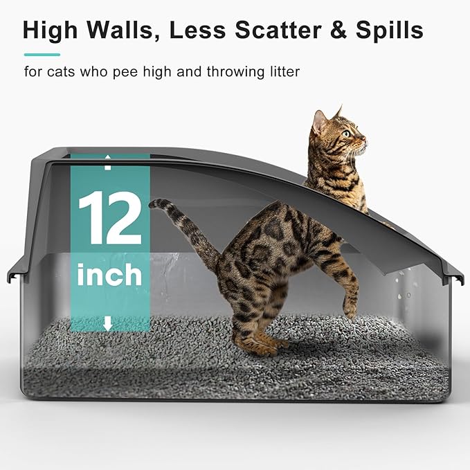 Stainless Steel Cat Litter Box with Lid | XL Extra Large Litter Box for Big Cats | Metal Litter Boxes High Sided | Enclosed Anti-Urine Leakage, Include Litter Mat and All-Metal Litter Scoop