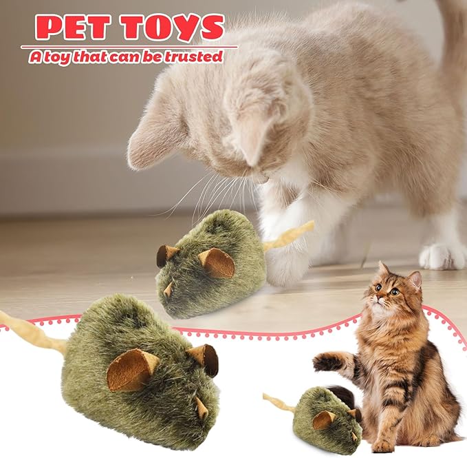 Fuzzy Mice Cat Toys - Sound Kitten Toy - Squeak Mice Chewing Plush Realistic Interactive Play Kitten Bite Interactive for Indoor Cat Pets Interactive Catnip Toys