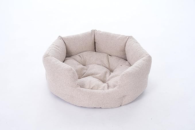 Washable Round Cat Beds for Indoor Cats,Dog Bed for Extra Small Dogs,Pet Sofa for Puppy and Kitty,Soft but Firm Year-Round Comfortable Pet Sofa with Non-Slip Bottom Beige 24 inches
