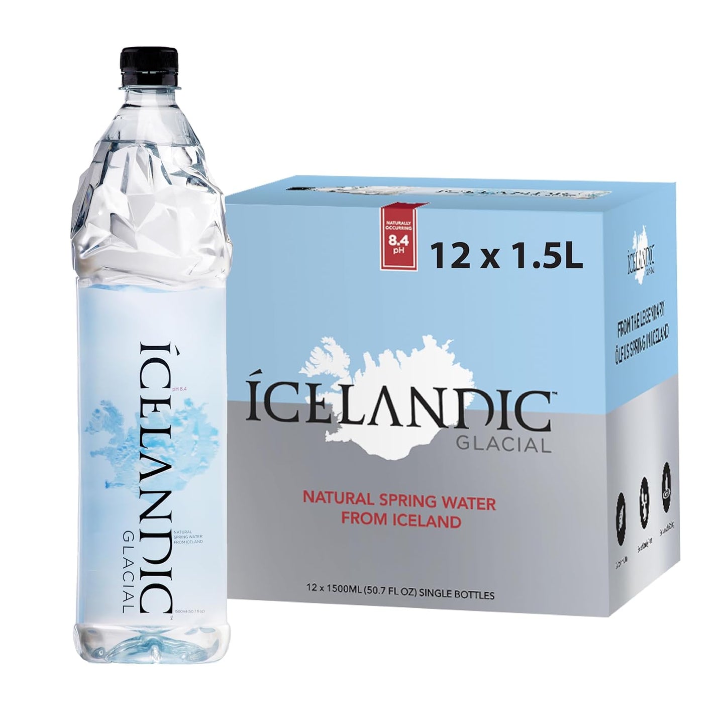 Icelandic Glacial Natural Spring Alkaline Water, 50.7 Fl Oz (Pack of 12)