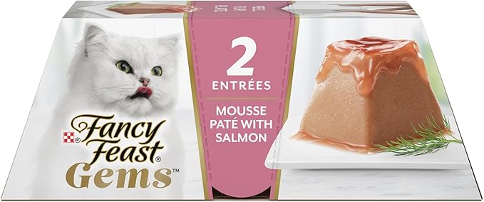 Fancy Feast Gems Pate Cat Food Mousse With Salmon and a Halo of Savory Gravy Cat Food - (Pack of 8) 4 oz. Boxes