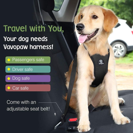 Dog Seat Belt, Safety Vest Dog Car Harness with Adjustable Buckle Dog Seat Belt for Vehicle Nylon Pet Safety Seat Belts Heavy Duty(XL, Black)