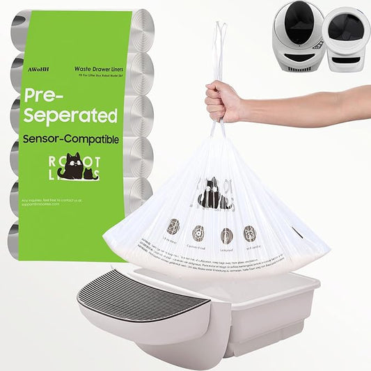 Cat Litter Box Robot 4 and 3 Waste Bags, 180 Pack Automatic Litter Box Bags, Thick Heavy Duty Cat Litter Box Liner Bags 25.2 X 15.7 IN