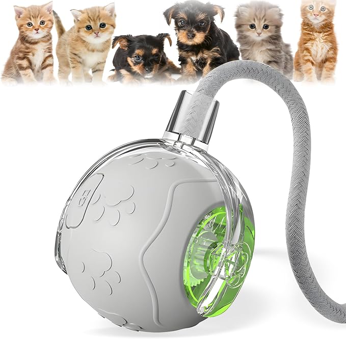 360 Smart Automatic Rolling Pet Ball,Interactive Cat Toys Balls,Automatic Moving Cat Balls,Interactive Cat Toys for Bored Indoor Cats (Grey)