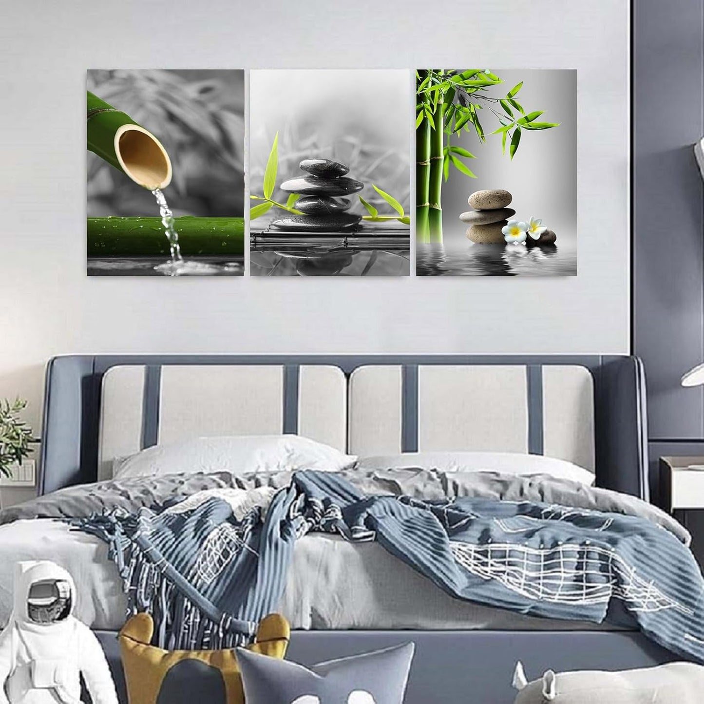 Yxbhhym- Bathroom wall art Black and White Zen Wall Art Gray Green Room Decor Zen Poster Canvas Pictures Zen Artwork for Spa Living Room Wall Art Kitchen Bedroom Decor Home Framed Prints Art