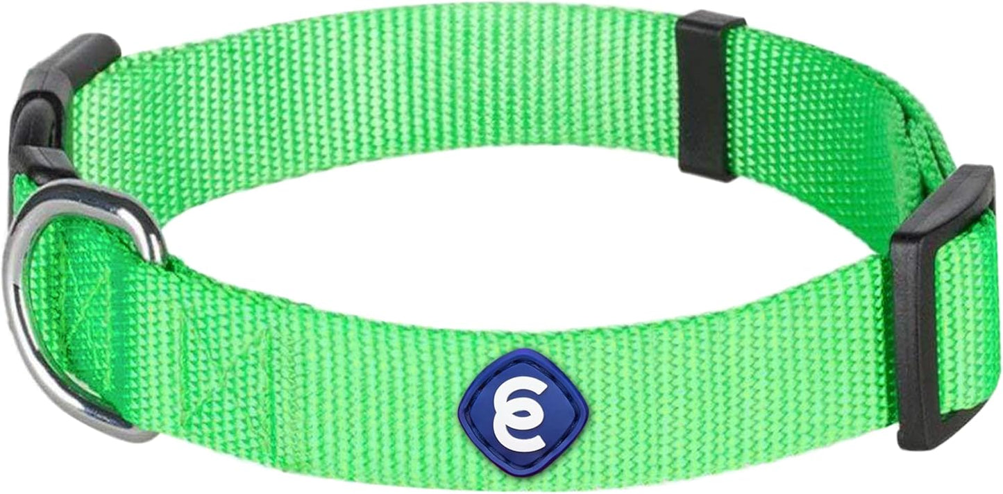 Blueberry Pet Essentials Small Dog Collar in Neon Green | Adjustable & Eco-Friendly Durable Nylon Strap | Classic Collar for Small Dogs, Boy & Girl Pets
