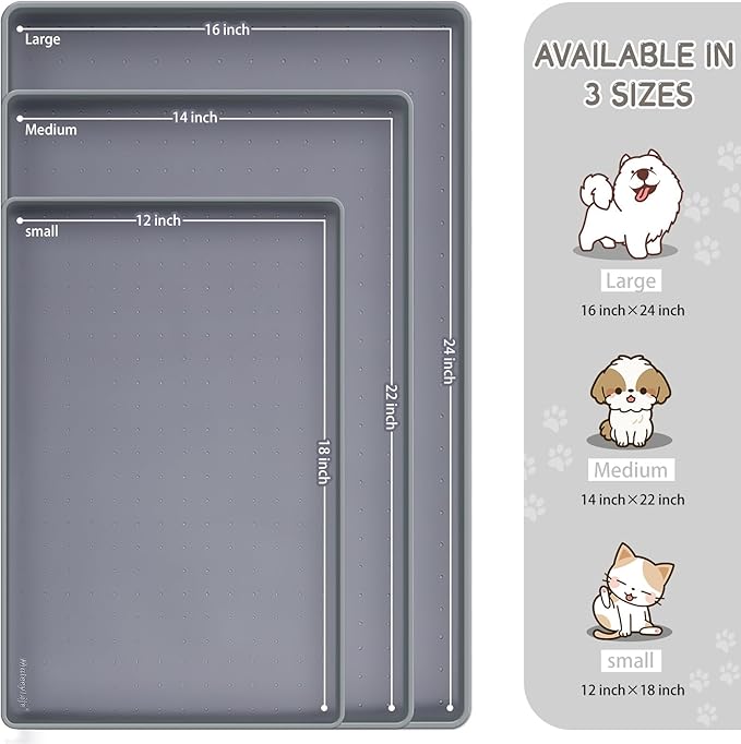 MateeyLife Silicone Cat & Dog Food Mat for Floors Waterproof, Anti-Slip Dog Bowl Mats for Food and Water, Pet Feeding Mats with Lip to Prevent Spills, Pet Placemat for Messy Drinkers to Protect Floors