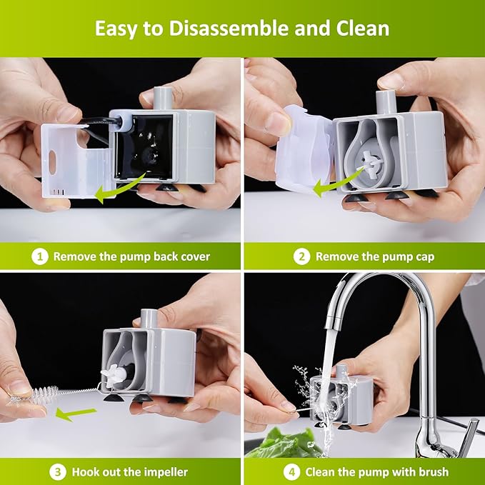 Cat Water Fountain Pump, DR-DC Replacement Pump for Stainless Steel Pet Water Dispenser, Ultra Quiet Pet Fountain Pump, IP68 SMA-800 Submersible Motor for Dog Drinking Fountain