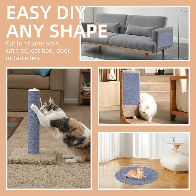 Anti Cat Scratch Furniture Protector, 10 Pack | 11.8" X 15.7" / Per | Self-Adhesive Cat Scratching Mat for Couch, Wall, Door, DIY, Durable, with 40 Twist Pins (Light Grey)