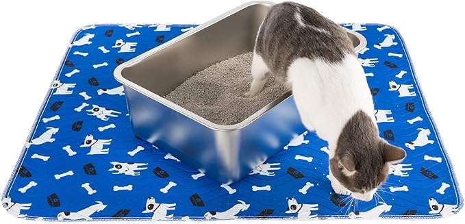 Yangbaga Stainless Steel Litter Box for Cat and Rabbit, Odor Control Litter Pan, Non Stick, Easy to Clean, Rust Proof, Large Size with High Sides and Non Slip Rubber Feets