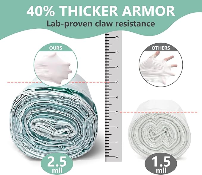 Jumbo Cat Litter Box Liners 40 Ct - Extra Large 37" x 18" Drawstring Litter Pan Liners, 2 Mil Thick Scratch-Resistant, Fits Deep Litter Pans(Pans up to 18") - Leakproof Tear Proof