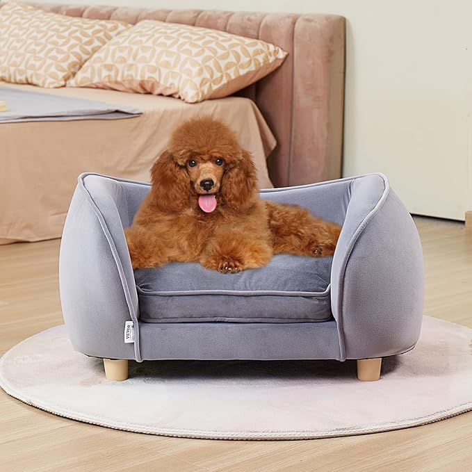 VEVOR Dog Bed, Dog Couch Pet Sofa for Small Dogs and Cats, Soft Velvety Washable Pet Couch and Chair, 60 lbs Load Capacity, Gray