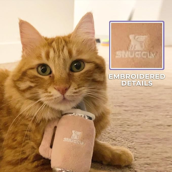 Vuiton Monogram Balls + Snuggly Cups Set, Plush Cat Toys Catnip Filled with Interactive Crackle Sound, Safe & Durable Toys for Cat & Kitten, 6 Pcs