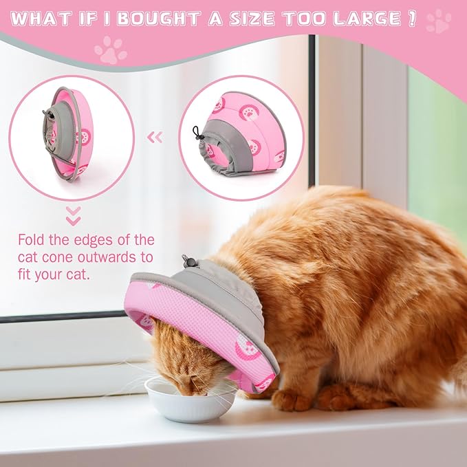 Cat Cone Collar Soft to Stop Licking After Surgery Cat Recovery Collar for Small Large Cats Adjustable Elizabethan Collar