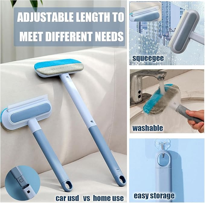 Multifunctional Pet Hair Remover/Window Screen Cleaner for Laundry Reusable Washable Lint Brush for Furniture Hair Complete 4 in 1 14.9Inch Cat Hair Remover Effective on Carpets Car Seats Bedding