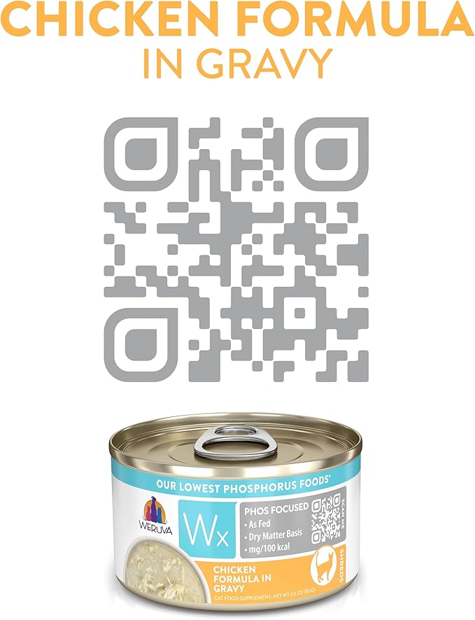 Weruva Wx Phos Focused, Chicken Formula in Gravy, 3oz Can (Pack of 12)