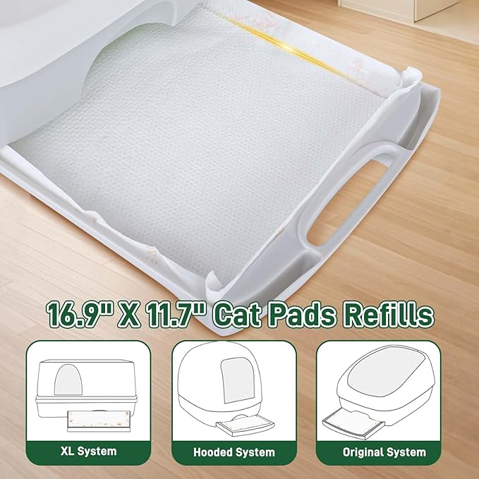 Litter Pads Compatible with Breeze Litter Box System, 100ct Super Absorbent Pee Pads for Cats, Odor Control Cat Pads Refills 16.9 X 11.7 Inch, Unscented