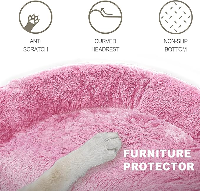 Tinaco Luxurious Calming Dogs/Cats Bed Mats, Dog Pad Washable Removable Couch Cover, Plush Long Fur Mat for Pets, Waterproof Lining, Perfect for Small, Medium and Large Dogs and Cats (Pink, 31"x23")