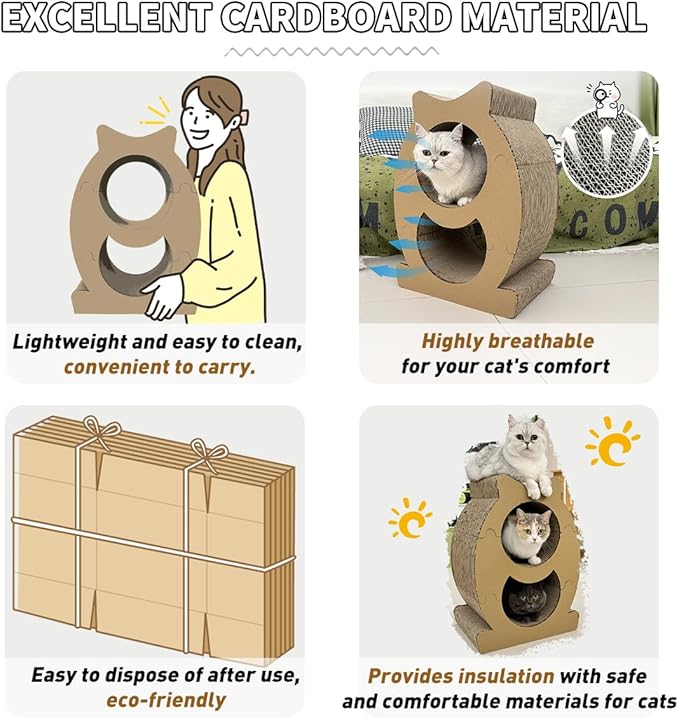 Lumizone Cat Scratcher Bed Lounge Cardboard Scratching Board for Indoor Cats Multi-Functional Freely Combine Scratch Pad Toy Durable Scratcher House