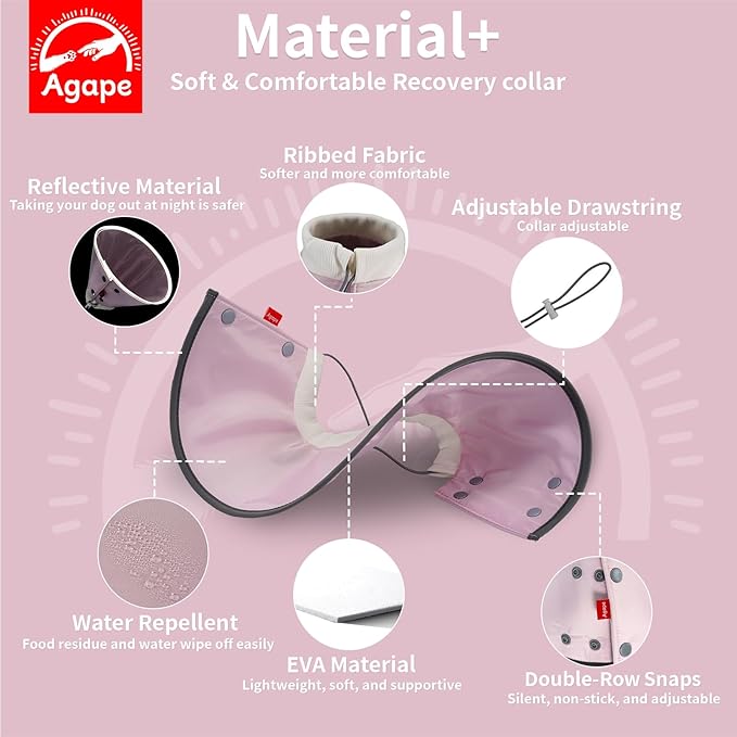 Agape Soft Dog Cone for Small Dogs & Cats, Comfy Dogs Recovery Collar After Surgery, Adjustable E Collar Alternative to Stop Licking, Protective Elizabethan Collars for Pup, Comfortable Dog Cones