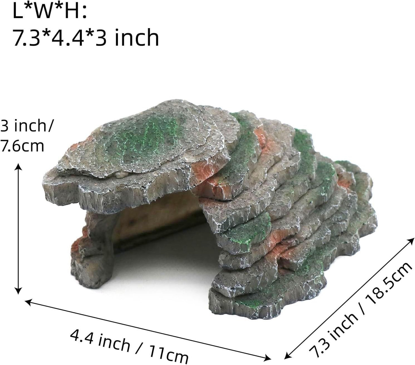 Gecko Hide Shale Scape Step Ledge, Reptile Cave Hideout Tank Accessories Decorations, Great for Reptiles, Amphibians, Leopard Gecko, Lizard, Frogs, Turtle (Small-B-7.3 * 4.4 * 3)