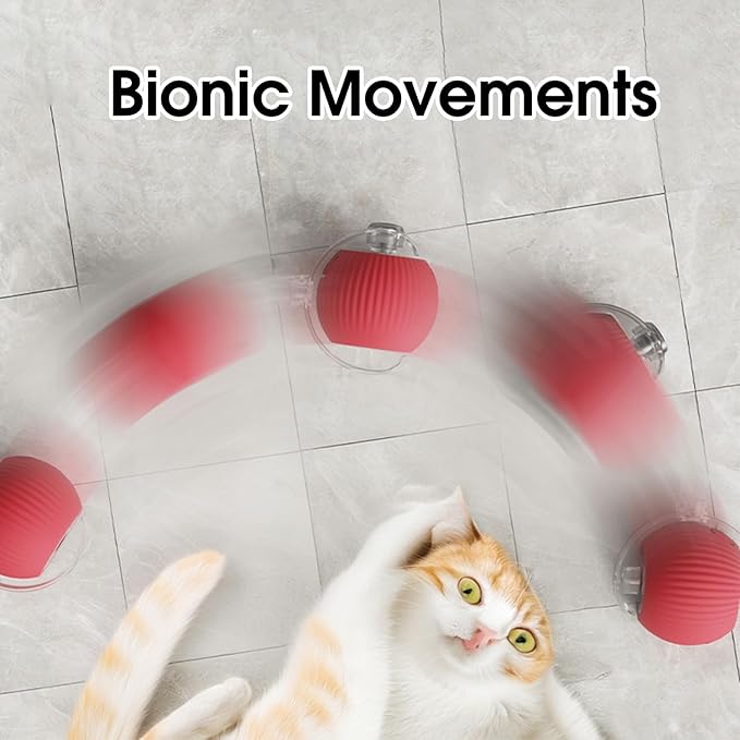 Interactive Dog & Cat Electric Active Toys - Smart Rolling Ball for Dogs & Cats, Rechargeable (Red)