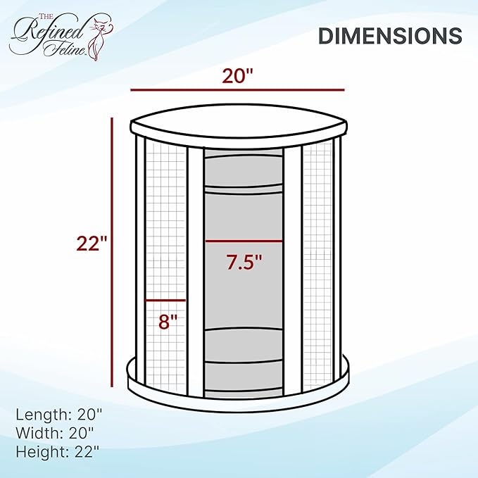 THE REFINED FELINE Purrrrfect End Table Cat Bed Cave in Smoke Gray, Multipurpose Wood Cat Furniture Nightstand, Easy to Clean Covered Cat Bed with Replaceable Scratching Post & Washable Cushion