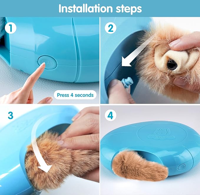 Migipaws Hide & Seek Replacements - 2 Plush Balls & Tails with Catnip, Kitty Kitten Catnip Exercise Toys