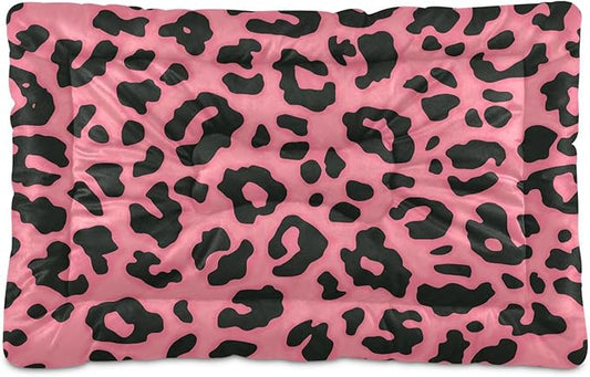 Pet Bed Pink Leopard Print Dog Bed Mat Absorbing Non Slip Pad Pet Sleeping Mat for Small, Medium, and Large Dogs Puppy Cat 36 in x 24 in