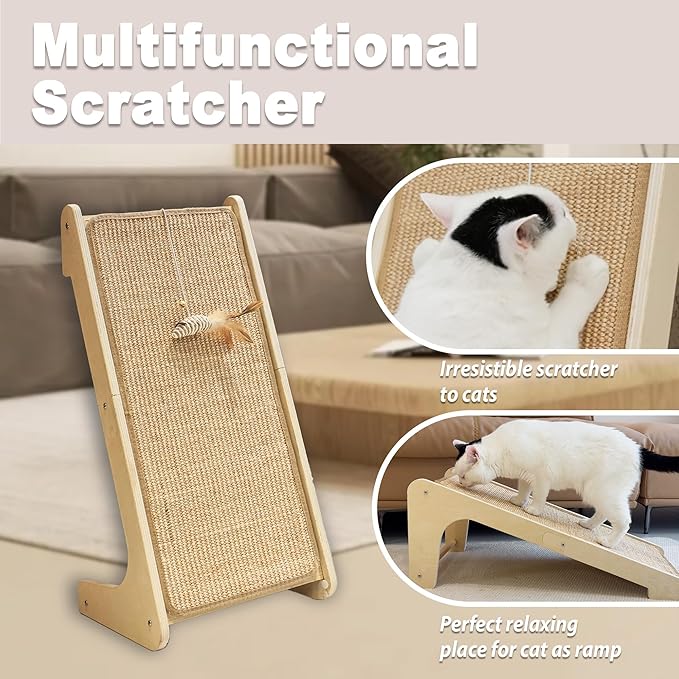 Meeyoview Cat Scratcher, L Shape Cat Scratching Pad, Sisal Cat Scratch Board for Indoor Cats, Wall Furniture Protector with Catnip
