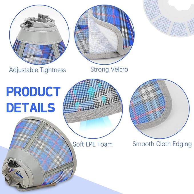 Cat Cone Collar Soft, Cat Recovery Collar for Large Medium Small Cats Kittens, Pet Cone Alternative After Surgery