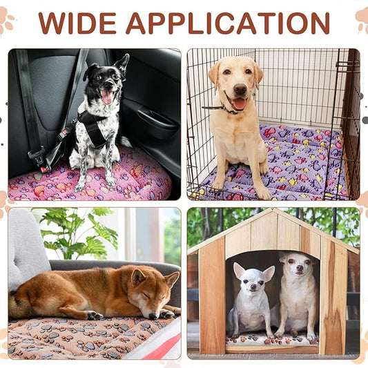 4 Pack Ultra Soft Dog Cat Bed Mat with Cute Prints Reversible Fleece Dog Crate Kennel Pad Cozy Washable Thickened Hamster Guinea Pig Pet Bed Mat for Small Animals(30 x 22 Inches,Vivid Color)