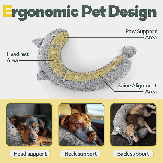 Dog Calming Pillow, Glow in The Dark Dog Put Head on, Soft Question Mark Pillows for Dogs, Kids, Adults, Washable Dog Bed Pillow, Cozy Dog Body Pillow (M Gray)