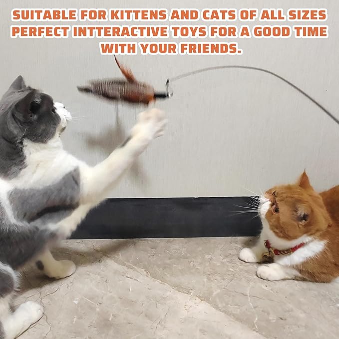 Handmade Natural Feather Cat Toy Dah Bird Refills - Interactive Cat and Kitten Toy - 6 Pack