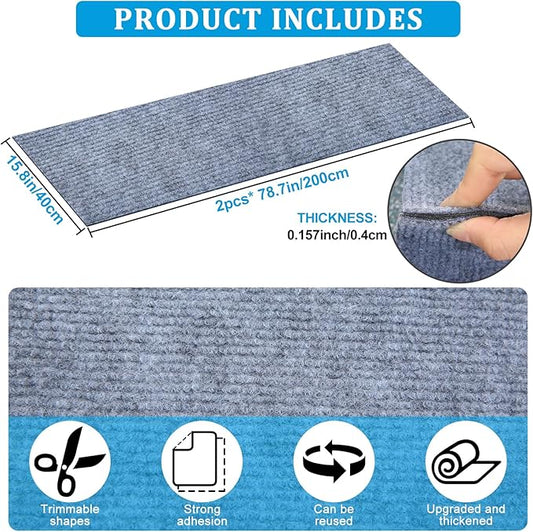 2 Pcs 78.7"x15.8" Cat Scratch Mat, Trimmable Self-Adhesive Carpet, DIY Climb Cat Scratcher for Furniture, Couch or Wall, Covering Cat Tree and Scratch Post Replacement Pad