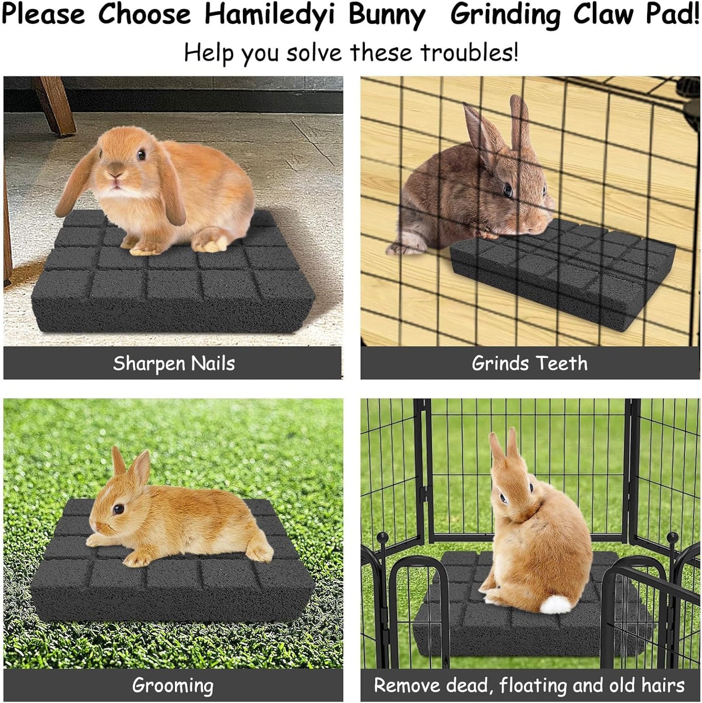 Hamiledyi 6PCS Rabbit Scratching Pads - Bunny Lava Grinding Claw Pads for Small Animals - Hamster, Gerbil, Chinchilla, Hedgehog, Guinea Pig Cage Accessories