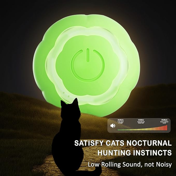 Interactive Cat Ball Toy, Intelligent Cat Toys with LED Lights, Automatic Moving Rolling Ball for Indoor Kitten, Kitten Automatic Toy