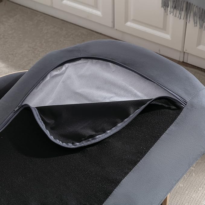 HomSof 38.58" Scandinavian Style Elevated Dog Cat Bed Pet Sofa with Solid Wood Legs and Bent Wood Back with Velvet Cushion,Large Size，Dark Grey