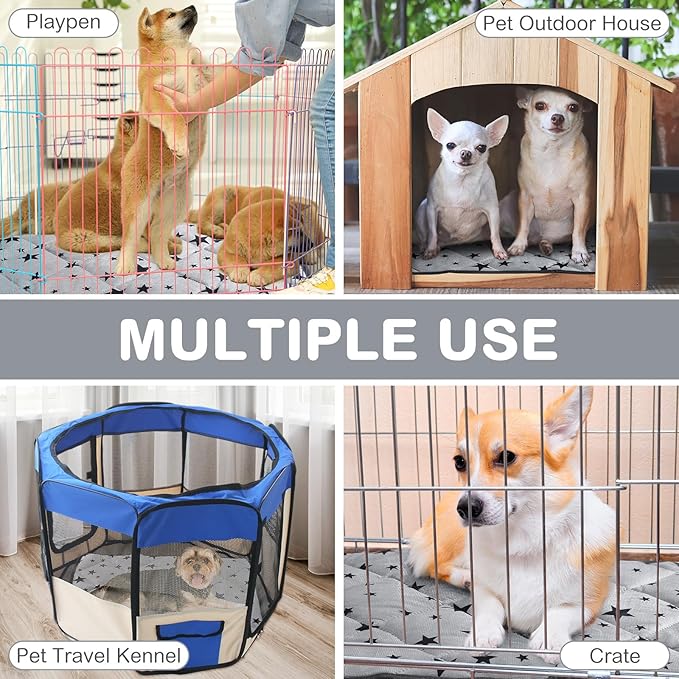 Self Warming Cat Bed Self Heating Dog Mat Star Pattern Warm Thermal Pet Pad Reflects Body Heat Washable Soft Puppy Crate Pad Anti Slip Kennel Mat for Pets(Grey,24'' L X 35'' W X 0.4'' Th)